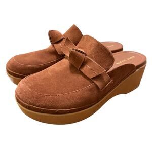 Cole Haan Women Cloudfeel All Day Bow Mule Clogs Sz 9 B Brown Rust Suede NWOB